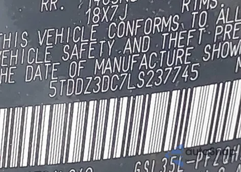 2020 Toyota Sienna Xle из США, поврежденный, VIN 5TDDZ3DC7LS237745